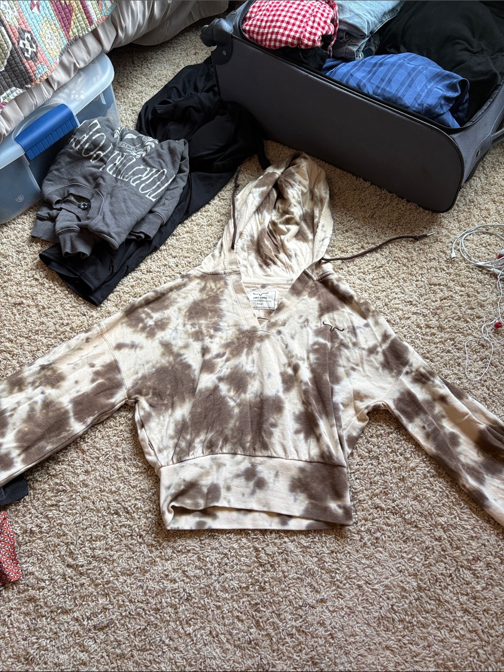 Kimes Ranch Tie-Dye Hoodie Sweater - Brown & Cream